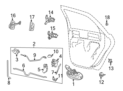 2002 Ford Taurus Lock Assembly Diagram for 6F1Z-5426412-A