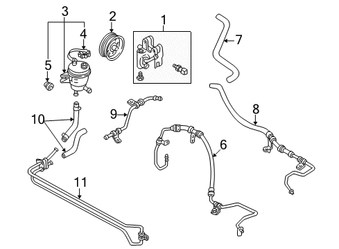 2005 Mercury Mariner P/S Pump & Hoses, Steering Gear & Linkage Diagram