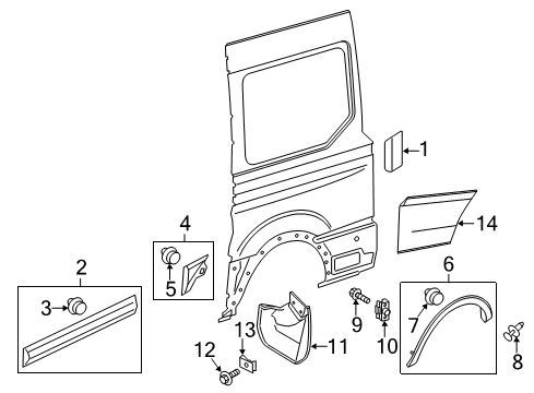 2015 Ford Transit-150 Shield - Splash - Wheelhouse Diagram for BK3Z-9928371-AA