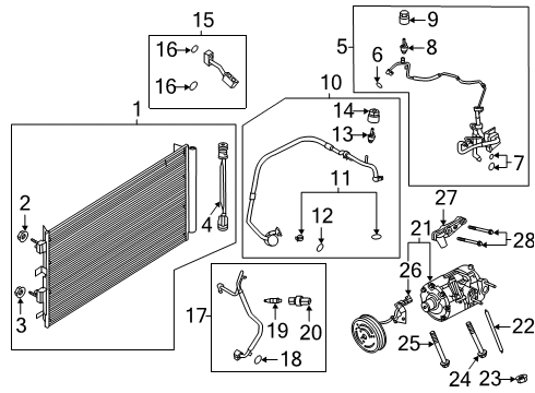 2022 Lincoln Corsair A/C Condenser, Compressor & Lines Diagram