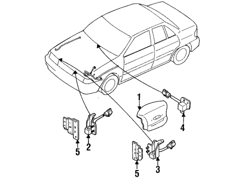 1995 Ford Escort Impact Sensor Rear Diagram for F4CZ14B007A