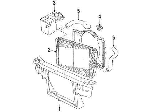 1993 Ford Thunderbird Radiator & Components, Radiator Support Diagram