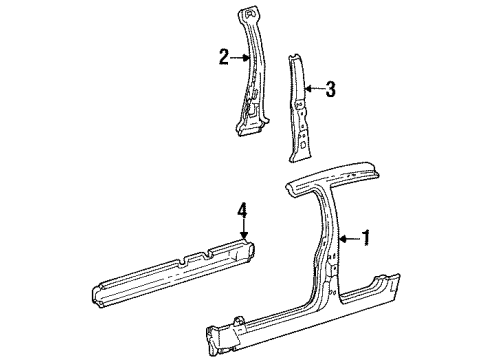 2002 Lincoln Town Car Extension - Side Member Diagram for YW1Z-5420402-AA