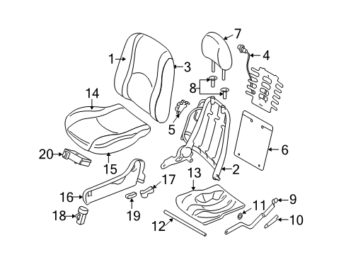 2011 Mercury Mariner Seat Cushion Pad Diagram for AE6Z-78632A22-A