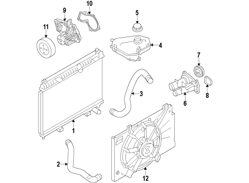 2015 Ford Fiesta Cooling System, Radiator, Water Pump, Cooling Fan Diagram 4 - Thumbnail