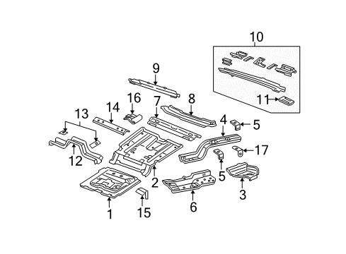 2004 Lincoln Aviator Extension - Rear Floor Pan - Side Diagram for 1L2Z-7811252-AA