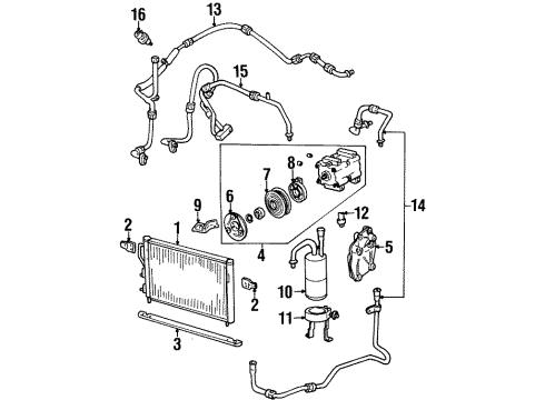 1999 Mercury Cougar A/C Condenser, Compressor & Lines Diagram