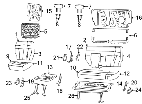 2004 Ford F-150 Heritage Rear Seat Cushion Cover Assembly Diagram for 3L3Z-1863805-CAB