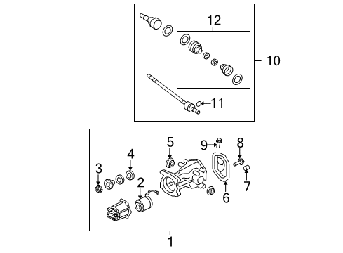 2007 Ford Edge Axle Components - Rear Diagram