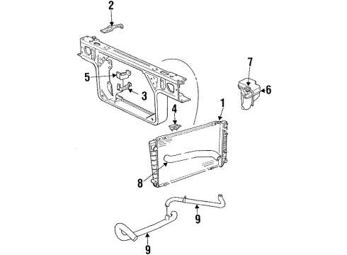 1992 Mercury Grand Marquis Radiator & Components Diagram