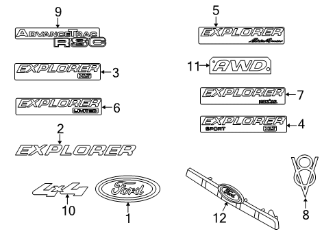 2009 Ford Explorer Exterior Trim - Lift Gate Diagram