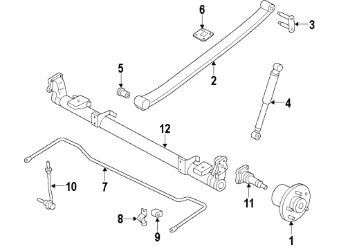 2011 Ford Transit Connect Rear Axle, Stabilizer Bar, Suspension Components Diagram