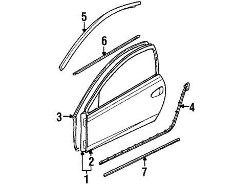 2001 Mercury Cougar Weatherstrip - Door Diagram for F8RZ-6320758-AA