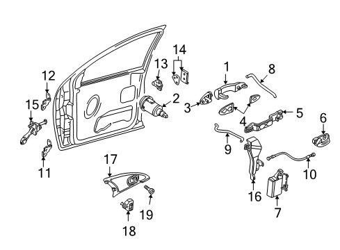 2000 Ford Focus Panel Assembly - Door Trim Diagram for YS4Z-5423713-DAC