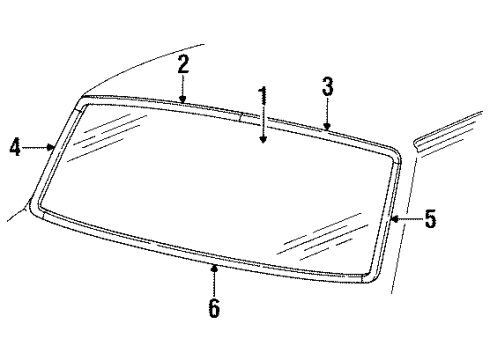 1993 Ford Bronco Windshield Glass, Reveal Moldings Diagram