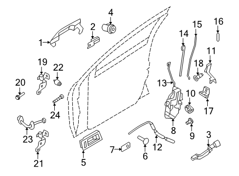 2008 Ford Focus Door - Lock & Hardware Diagram