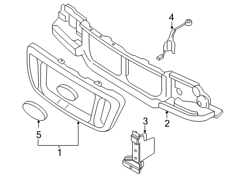 2005 Ford Ranger Grille Assembly - Radiator Diagram for 4L5Z-8200-DAC