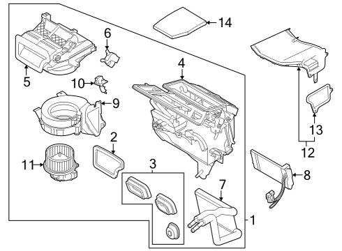 2022 Ford E-Transit EVAPORATOR AND HOUSING ASY Diagram for NK4Z-19B555-A