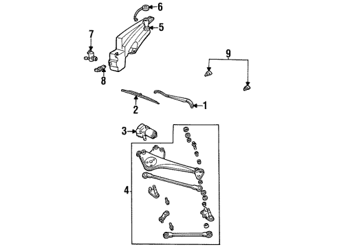 1996 Ford Taurus Wiper Blade Assembly Diagram for XF1Z-17528-AB