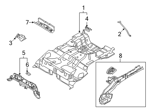 2010 Ford Focus Cross Member Assembly - Rear Seat Diagram for 8S4Z-54107A94-A