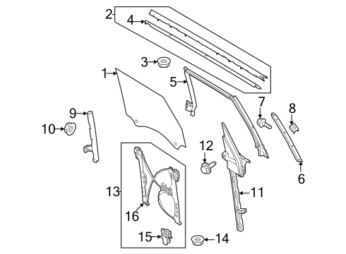 2022 Ford Bronco REGULATOR - WINDOW - LESS MOTO Diagram for M2DZ-9823209-A