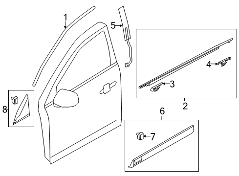 2011 Lincoln MKT Exterior Trim - Front Door Diagram