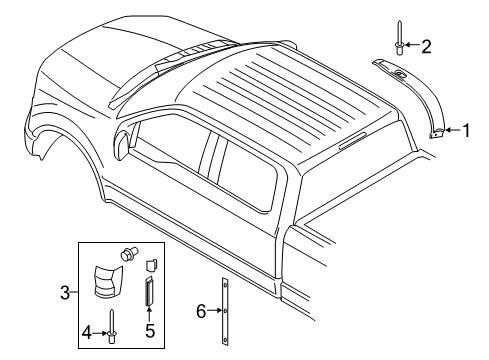 2020 Ford F-150 Moulding - Roof Side Trim Diagram for FL3Z-1651729-AA