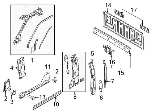 2016 Ford F-150 Back Panel, Hinge Pillar Diagram 2 - Thumbnail