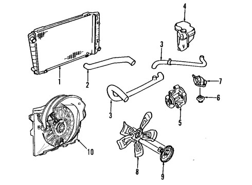 1998 Ford Crown Victoria Radiator Assembly Diagram for H2MZ-8005-E