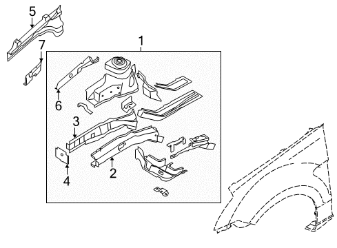 2009 Ford Focus Apron Assembly - Front Fender Diagram for 8S4Z-16055-R