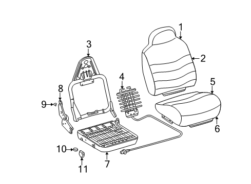 2001 Ford Excursion Seat Back Cover Assembly Diagram for 1C7Z-7864416-AAA