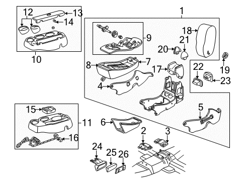 2000 Mercury Sable Armrest Assembly Console Diagram for 1F4Z54644A22AAB