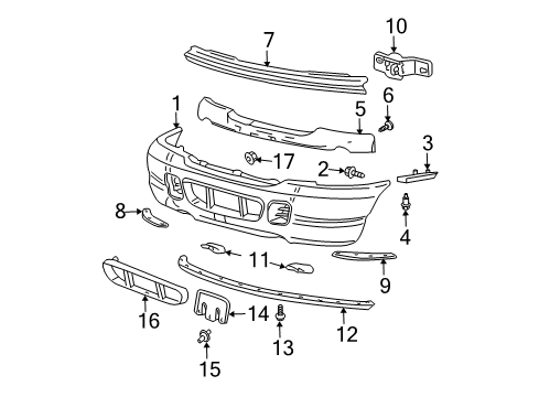 2004 Ford Explorer Bumper Assembly - Front Diagram for 3L2Z-17D957-RC