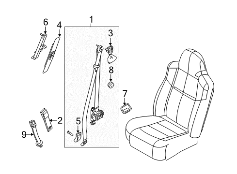 2008 Ford F-350 Super Duty Front Seat Belts Diagram 2 - Thumbnail