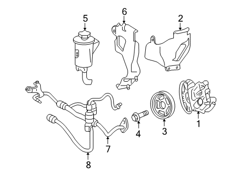 2002 Ford Explorer P/S Pump & Hoses, Steering Gear & Linkage Diagram