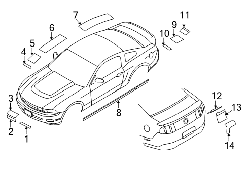 2011 Ford Mustang Decal - Stripe Diagram for AR3Z-6320000-DAC