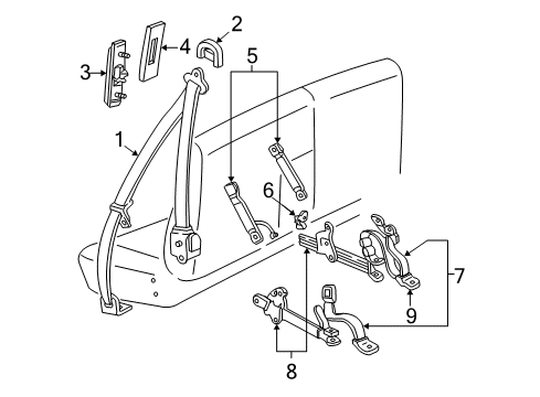 2001 Ford Ranger Front Seat Belts Diagram 2 - Thumbnail