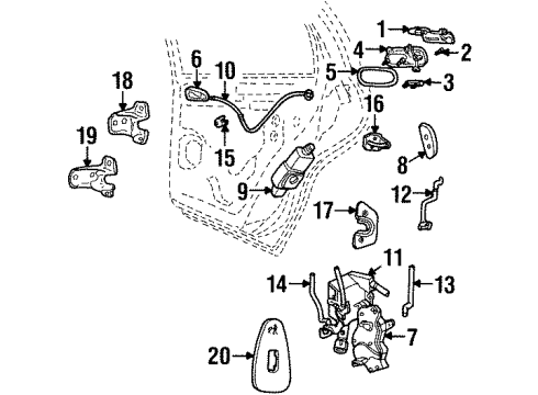 2000 Lincoln Continental Door & Components Diagram