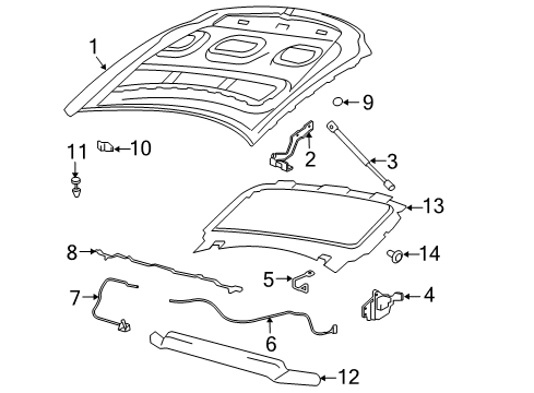 2008 Lincoln Mark LT Hinge Assembly - Hood Diagram for 6L3Z-16796-AA