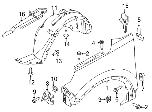 2014 Ford Explorer Fender & Components Diagram