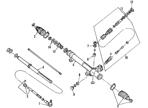 1992 Lincoln Continental P/S Pump & Hoses, Steering Gear & Linkage Diagram