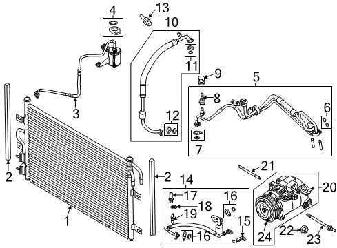 2013 Ford Flex A/C Condenser, Compressor & Lines Diagram