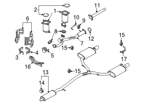 2011 Lincoln MKS Exhaust Components Diagram