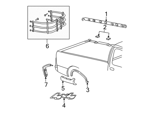 2001 Ford F-150 Extender - Pick Up Box - Rear Diagram for 1L3Z-84286A40-AA