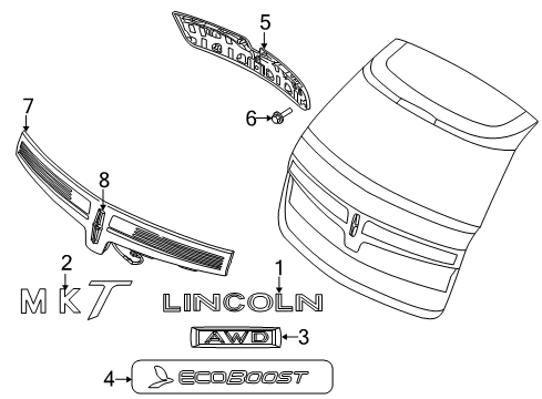 2019 Lincoln MKT Exterior Trim - Lift Gate Diagram