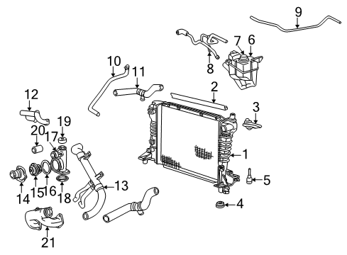 2002 Ford Thunderbird Tank Assembly - Radiator Overflow Diagram for 5W4Z-8A080-AA