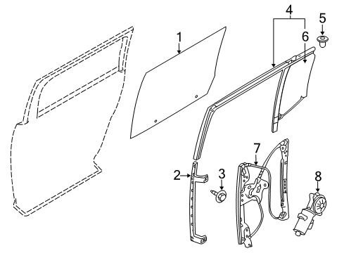 2015 Ford Flex Rear Door - Glass & Hardware Diagram