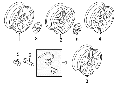 2008 Ford F-150 Wheel Cover Diagram for 6L3Z-1130-D