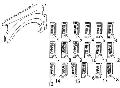 2017 Ford F-250 Super Duty Exterior Trim - Fender Diagram 2 - Thumbnail