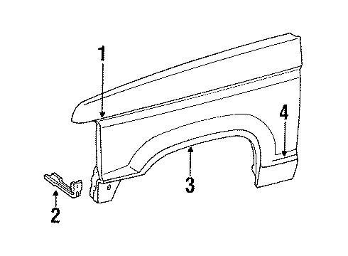 1991 Ford Ranger Fender & Components, Exterior Trim Diagram